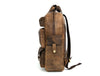 Vintage Crazy Horse Leather Backpack & Eagle Engraved Leather Belt Gift Set for Men | Handmade Full Grain Leather Travel & Everyday Combo - Aaron Leather Goods Inc