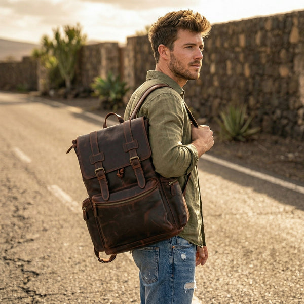 Vintage Full - Grain Leather Backpack – Travel, Work & Laptop Bag - Aaron Leather Goods Inc