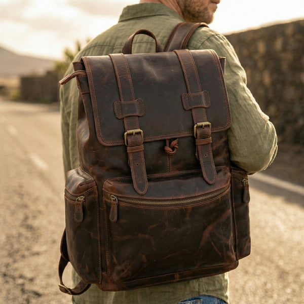 Vintage Full - Grain Leather Backpack – Travel, Work & Laptop Bag - Aaron Leather Goods Inc