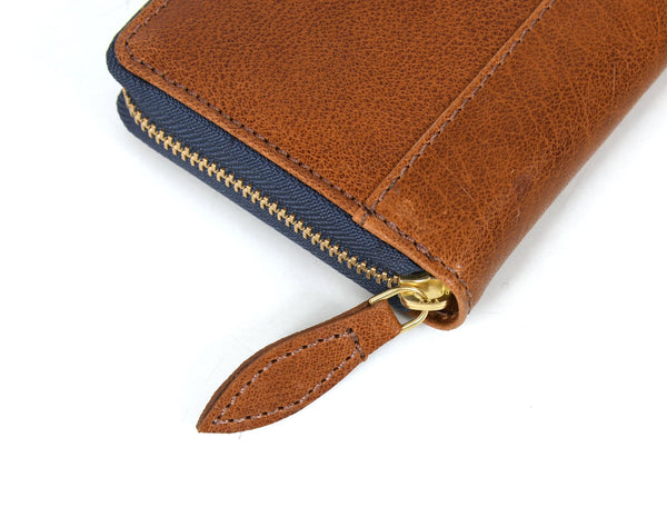 Vintage Full - Grain Leather Zip Wallet | Compact Travel Wallet for Men & Women - Aaron Leather Goods