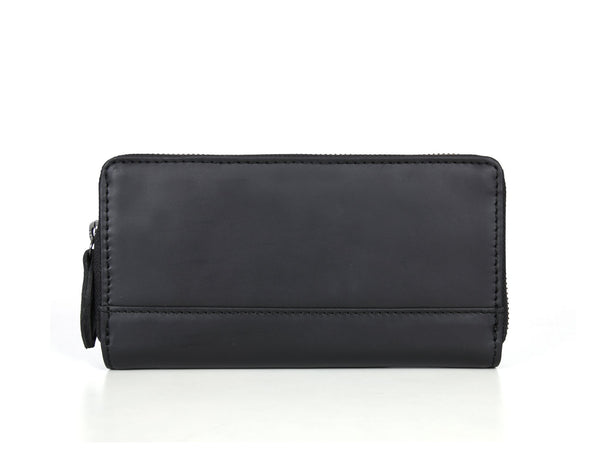 Vintage Full - Grain Leather Zip Wallet | Compact Travel Wallet for Men & Women - Aaron Leather Goods