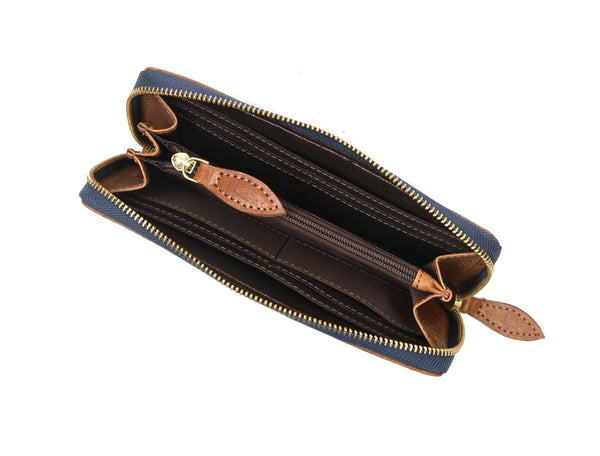 Vintage Full - Grain Leather Zip Wallet | Compact Travel Wallet for Men & Women - Aaron Leather Goods