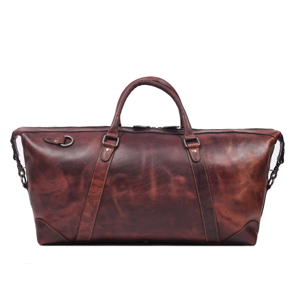 Vintage Leather Duffle Bag – LH-TB-161 - Brown - Aaron Leather Goods Inc