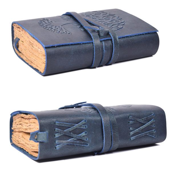 Vintage Leather Journal with Tree of Life | Handmade Rustic Diary - Aaron Leather Goods Inc