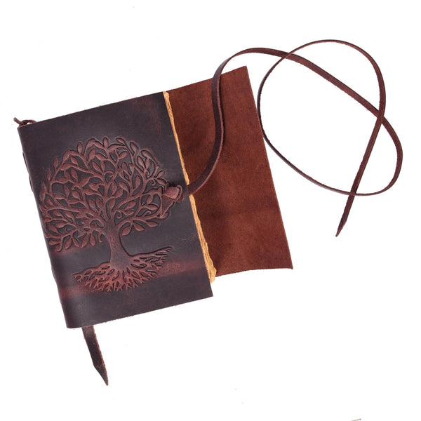 Vintage Leather Journal with Tree of Life | Handmade Rustic Diary - Aaron Leather Goods Inc