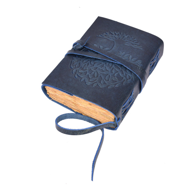 Vintage Leather Journal with Tree of Life | Handmade Rustic Diary - Aaron Leather Goods Inc