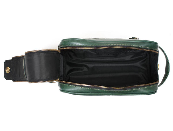 Omaha Leather Toiletry Bag - Pine Green - Aaron Leather Goods