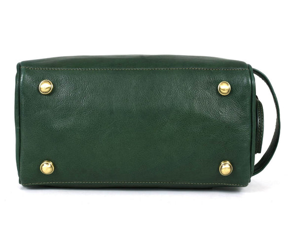 Omaha Leather Toiletry Bag - Pine Green - Aaron Leather Goods