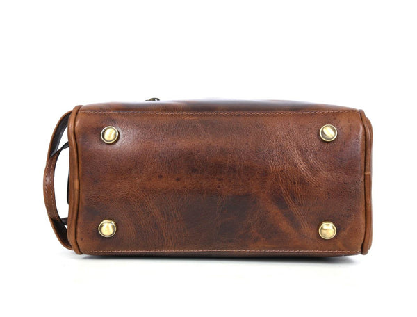 Omaha Leather Toiletry Bag - Hickory Brown - Aaron Leather Goods