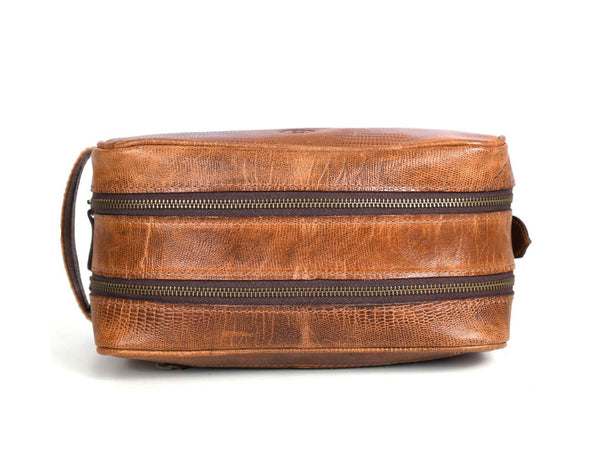 Tampa Leather Toiletry Bag - Copper Brown - Aaron Leather Goods