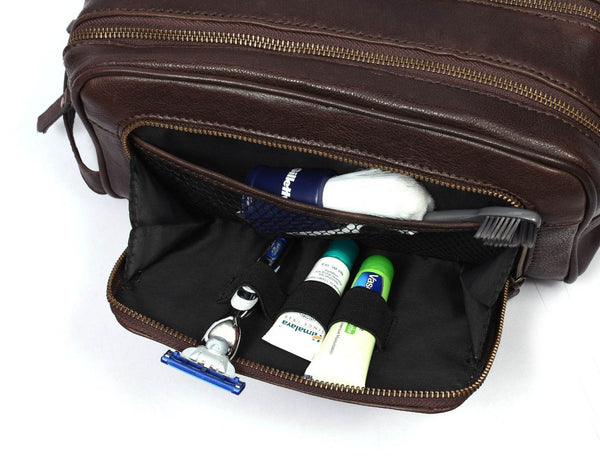 Artisan Walnut Leather Toiletry Bag - Aaron Leather Goods
