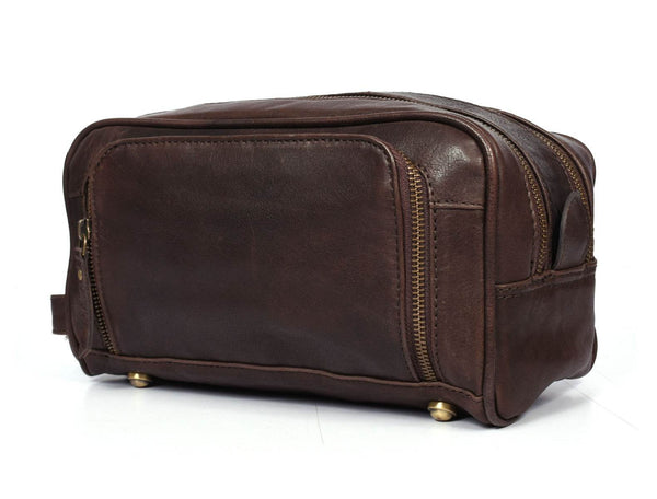 Artisan Walnut Leather Toiletry Bag - Aaron Leather Goods