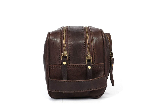 Artisan Walnut Leather Toiletry Bag - Aaron Leather Goods