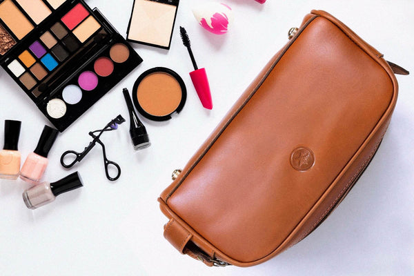 Omaha Leather Toiletry Bag - Cinnamon Brown - Aaron Leather Goods
