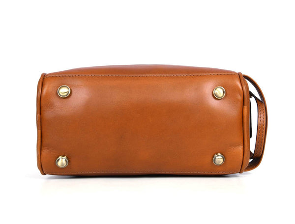 Omaha Leather Toiletry Bag - Cinnamon Brown - Aaron Leather Goods