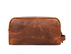 Tampa Leather Toiletry Bag - Caramel Brown - Aaron Leather Goods