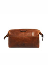 Normandy Leather Toiletry Bag - Caramel Brown - Aaron Leather Goods