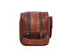 Barcelona Leather Toiletry Bag - Caramel Brown - Aaron Leather Goods