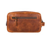 Vacone Leather Toiletry Bag - Caramel Brown - Aaron Leather Goods