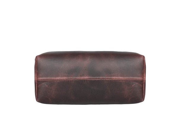 Valencia Canvas Leather Toiletry Bag - Coffee - Aaron Leather Goods