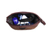 Valencia Canvas Leather Toiletry Bag - Coffee - Aaron Leather Goods