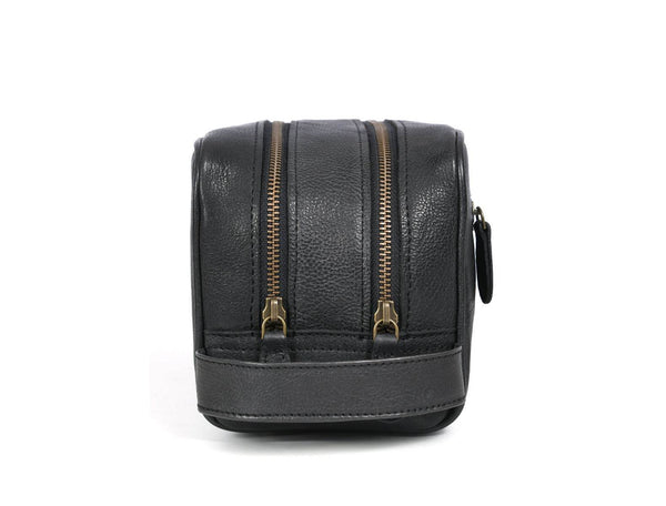 Tampa Leather Toiletry Bag - Raven Black - Aaron Leather Goods