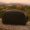 Woven Leather Toiletry Bag – Vintage Brown - Aaron Leather Goods