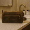 Arousa Leather Toiletry Bag - Brown - Aaron Leather Goods