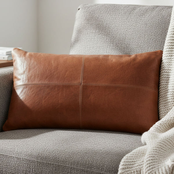 Arizona Leather Pillow Cover - Brown - Aaron Leather Goods