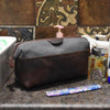 Valencia Canvas Leather Toiletry Bag - Vintage Brown - Aaron Leather Goods