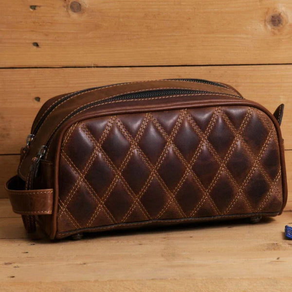 Ample Glide Quilted Leather Toiletry Bag - Aaron Leather Goods