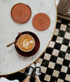 Cannes Leather Coaster - Cinnamon Brown - Aaron Leather Goods