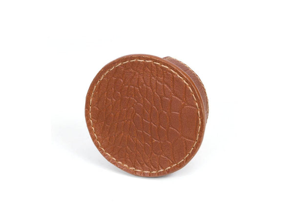 Cannes Leather Coaster - Cinnamon Brown - Aaron Leather Goods
