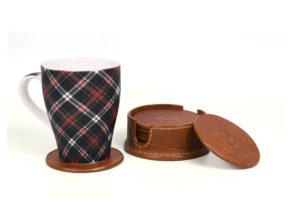 Cannes Leather Coaster - Cinnamon Brown - Aaron Leather Goods