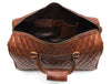 Spokane Diamond Stitched Leather Texture Weekender Bag - Shiny Brown - Aaron Leather Goods