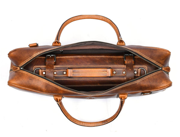 Tuscania Leather Knife Roll & Bag Combo - Caramel Brown - Aaron Leather Goods