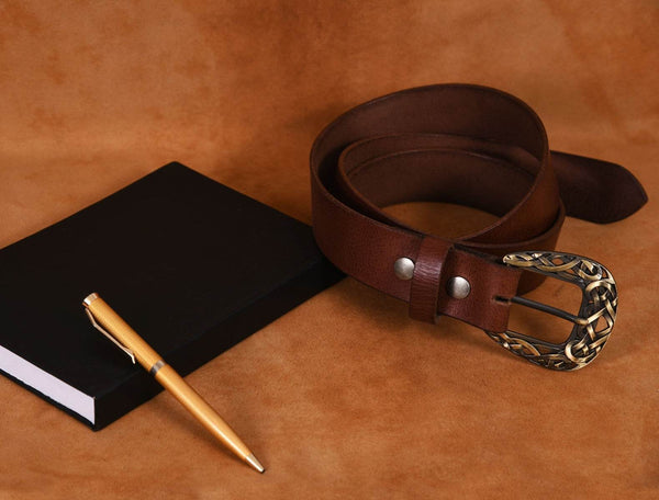 Laredo Leather Belt - Chestnut - Aaron Leather Goods