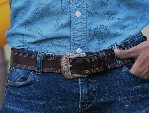 Fontana Leather Belt - Walnut Brown - Aaron Leather Goods