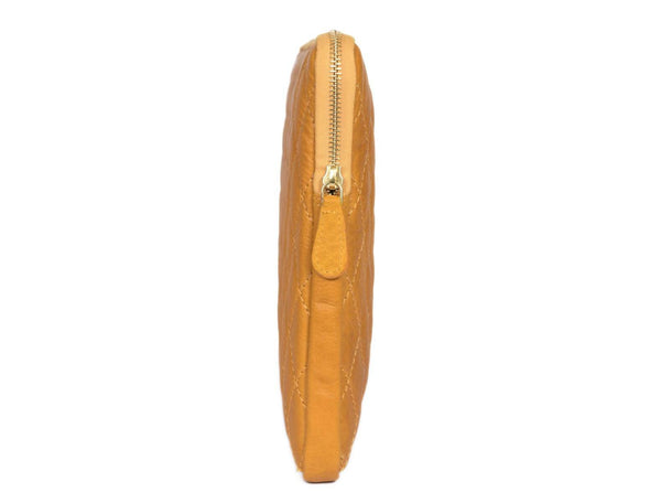 Ardentia Quilted Leather Mackbook Sleeve - Mustard - Aaron Leather Goods
