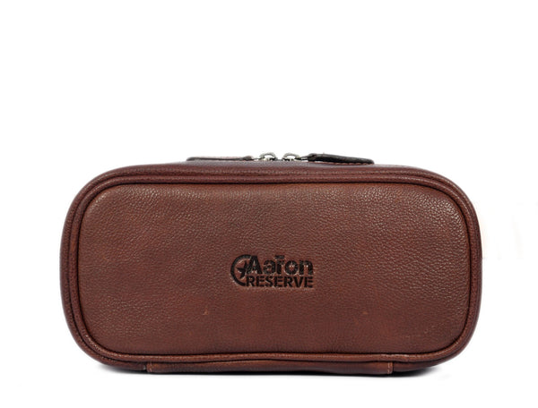 Premium Brown Leather Dopp Kit with Handle - Aaron Leather Goods