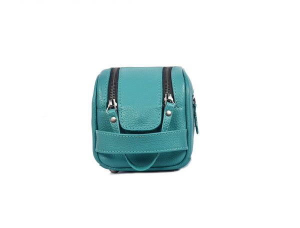 Amethyst Glow Leather Toiletry Bag - Teal - Aaron Leather Goods