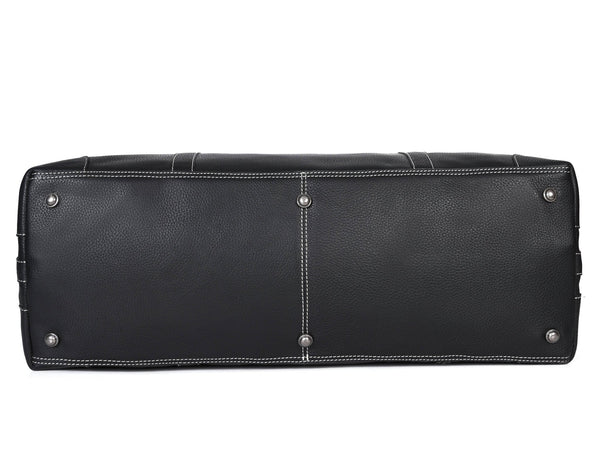Handcrafted Black Leather Gym & Travel Duffle Bag - Aaron Leather Goods