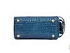 Aubrielle Leather Toiletry Bag - Blue Croco - Aaron Leather Goods