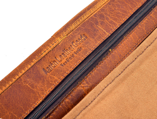 Vintage Leather &amp; Canvas Knife Roll – Premium Chef's Knife Storage Bag - Aaron Leather Goods