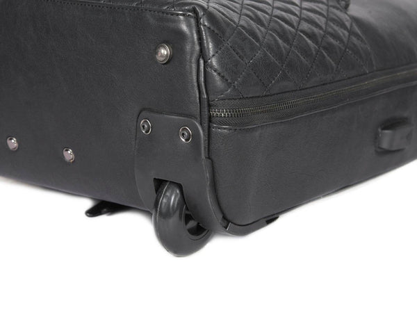 Atria Upcycled Leather Trolley Bag - Black - Aaron Leather Goods