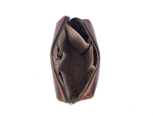 Aaron Reserve Vintage Leather Toiletry Bag – Full-Grain Dual Tone Travel Dopp Kit