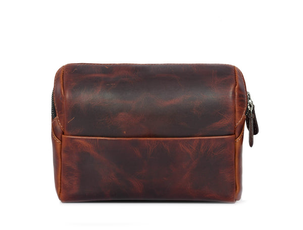 Aaron Reserve Vintage Leather Toiletry Bag – Full-Grain Dual Tone Travel Dopp Kit
