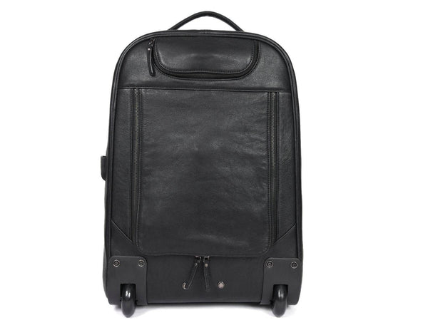 Atria Upcycled Leather Trolley Bag - Black - Aaron Leather Goods
