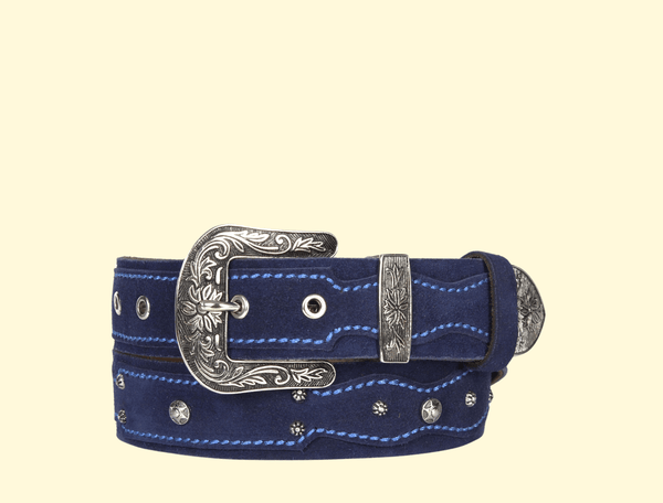 Zynkora Leather Suede Belt - Blue - Aaron Leather Goods