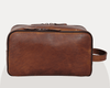 Vintage Brown Leather Dopp Kit – Dual Compartment - Aaron Leather Goods
